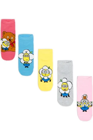 Cropp 5 pack skarpet z Minionkami w kwiatkach