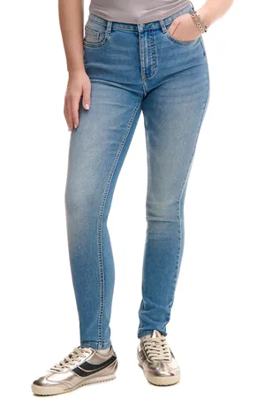 Cropp Jasnoniebieskie jeansy skinny regular acid wash