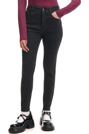 Cropp Czarne jeansy skinny PETITE acid wash