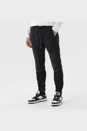 Cropp Jeansowe joggery z przeszyciami
