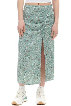 Cropp Zielona spódnica midi w kwiatki