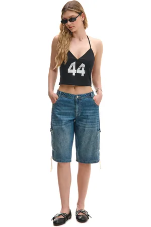Cropp Jeansowe szorty ze sznurkami w nogawkach