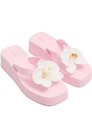 Cropp Jasnoróżowe japonki z orchideą