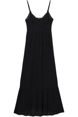 Cropp Czarna wiskozowa sukienka maxi w kwiaty