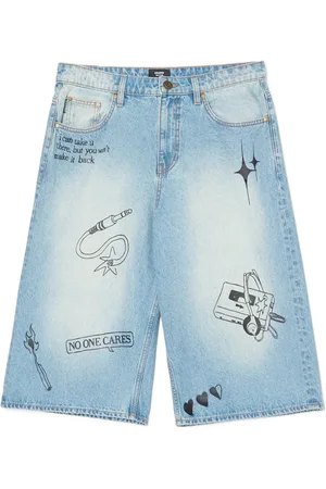 Cropp Jeansowe szorty skater z efektem sprania