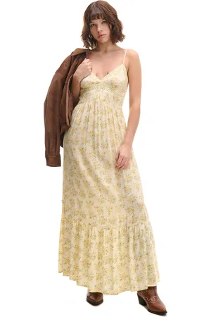 Cropp Żółtka wiskozowa sukienka maxi w kwiaty