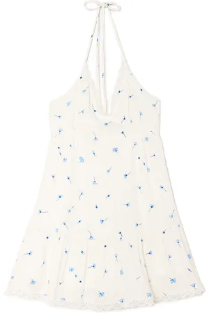 Cropp Biała sukienka mini w kwiaty
