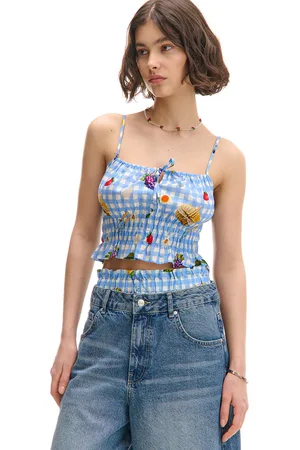Cropp Niebieski top z motywem pikniku