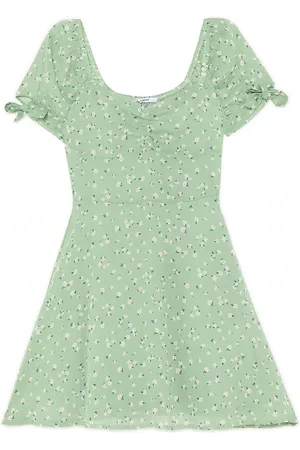 Cropp Zielona sukienka mini w kwiaty