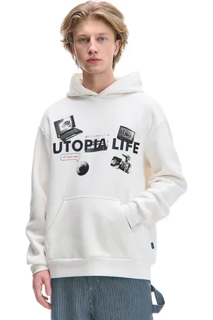 Cropp Kremowa bluza z artystycznym nadrukiem