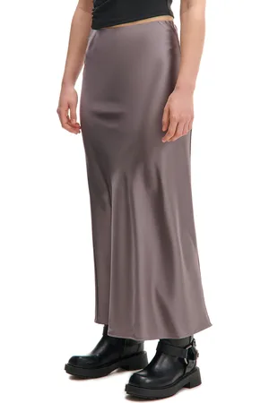 Cropp Satynowa szara spódnica maxi