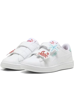 PUMA Dziecięce sneakersy Smash 3.0 Badges White Safe Lake Red Fire Blue