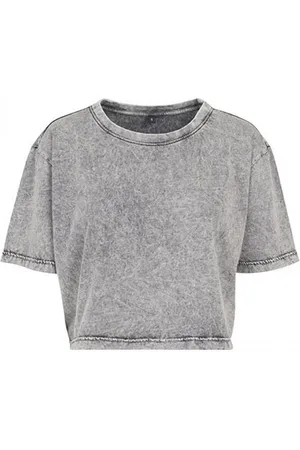 Build Your Brand Koszulka Damska Acid Wash Crop T-shirt