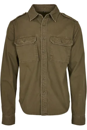 Build Your Brand Męska Koszula Z Długim Rękawem Vintage Wash