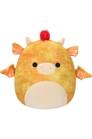 SQUISHMALLOWS Żółty smok z czerwonymi włosami Dieric, 40 cm