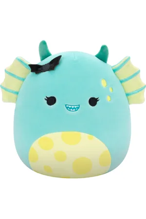 SQUISHMALLOWS Turkusowy potwór z bagien z nakrapianym brzuchem i kokardą w kształcie nietoperza Dearest, 20 cm