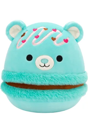 SQUISHMALLOWS Jasnozielona niedźwiedzica makaronik z czekoladowym nadzieniem i różową polewą Belinda, 20 cm