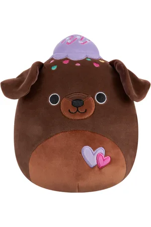 SQUISHMALLOWS Czekoladowe brązowe brownie Rico z fioletową czapeczką z lodów, 20 cm