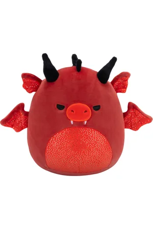 SQUISHMALLOWS Czerwony smok o wściekłym spojrzeniu z błyszczącym brzuchem Salami, 20 cm