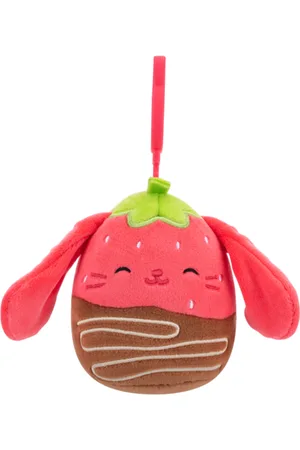 SQUISHMALLOWS Przypinka truskawkowy króliczek umoczony w czekoladzie Gunda, 9 cm