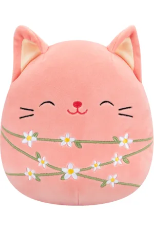 SQUISHMALLOWS Brzoskwiniowy kot opleciony kwiatowymi łodygami Wilka, 20 cm