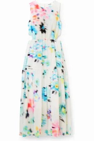 Desigual Długa sukienka z wycięciem cut-out z efektem rozmycia