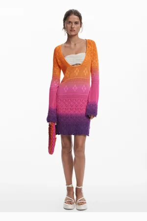 Desigual Sukienka Tie-Dye z szydełkowym wzorem