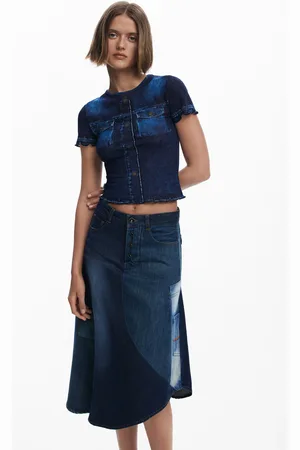 Desigual Patchworkowa spódnica dżinsowa