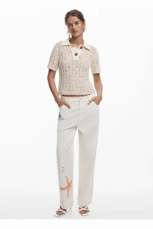 Desigual Straight pants with sea stars