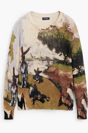 Desigual Oversize sweter z krajobrazem