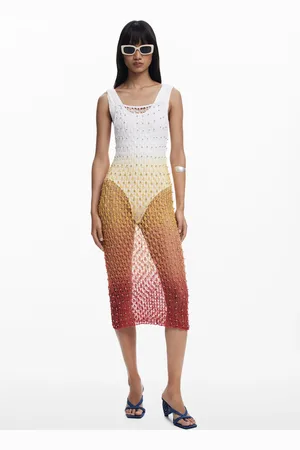 Desigual Sukienka midi z efektem gradientu w kolorze czerwonym