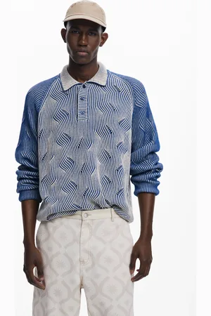 Desigual Melanżowy sweter polo