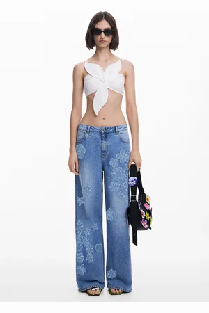 Desigual Jeans Wide Leg w kwiaty Tyler McGillivary