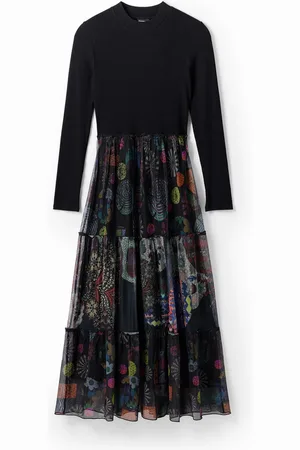 Desigual Sukienka łączona midi kwiaty
