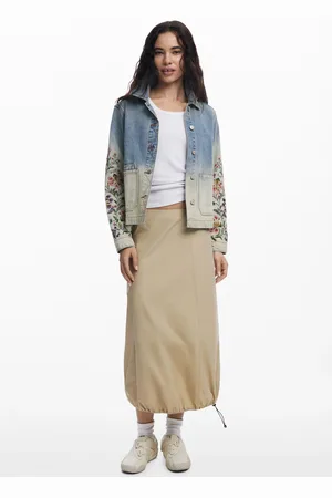 Desigual Kurtka jeansowa w kwiaty