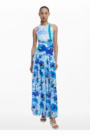 Desigual Rozkloszowana spódnica midi w kwiaty