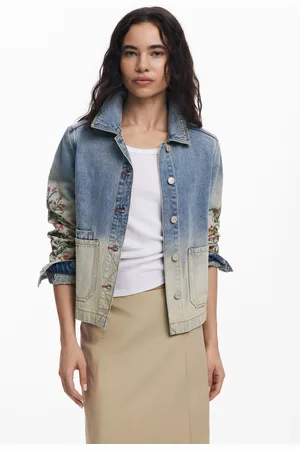 Desigual Kurtka jeansowa w kwiaty