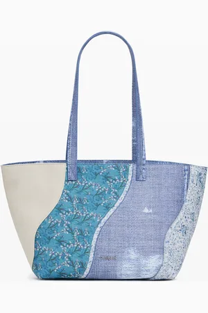 Desigual Duża torba na ramię patchwork denim