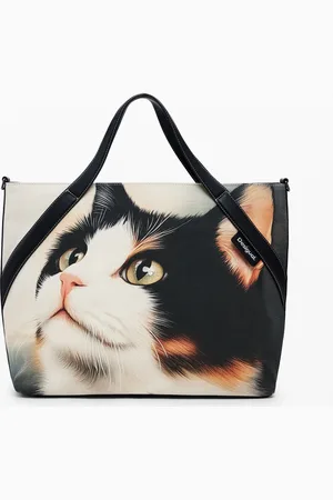 Desigual Duża torba shopper z kotem