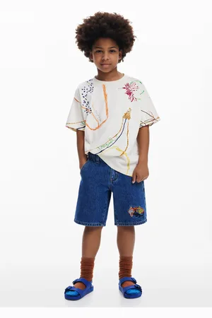 Desigual Haftowane bermudy jeansowe