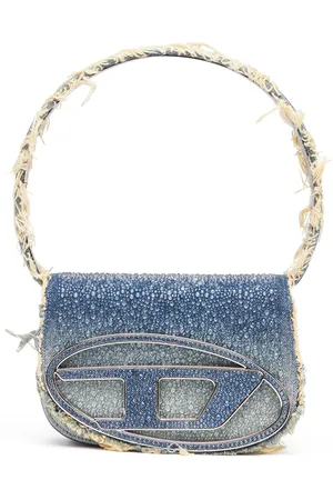 Diesel 1DR-Iconic shoulder bag in denim and crystals Shoulder Bags Woman
