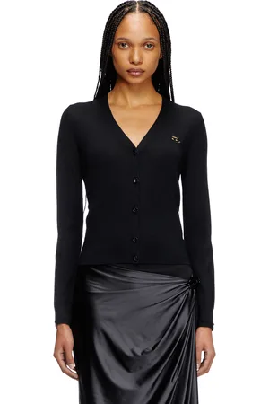 Diesel Wool cardigan with cut-out logo Knitwear Woman
