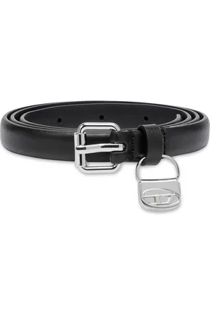 Diesel Slim leather belt with 1DR bag charm Belts Woman