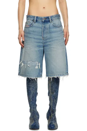 Diesel Shorts in ripped and repaired denim Shorts Woman