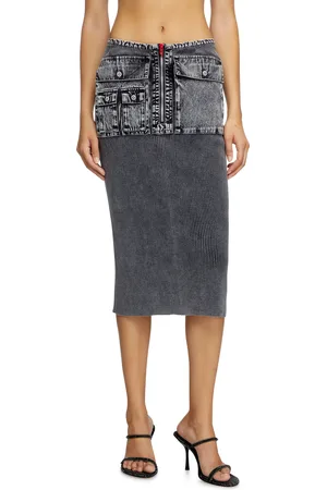 Diesel Knit midi skirt with denim cargo pockets Skirts Woman