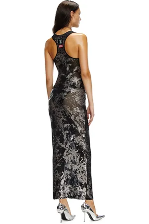 Diesel Long slip in foiled fishnet Dresses Woman