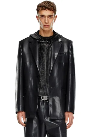 Diesel Pinstripe blazer with coated front Jackets Man