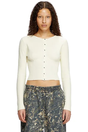 Diesel Bustier-effect cropped cardigan Knitwear Woman