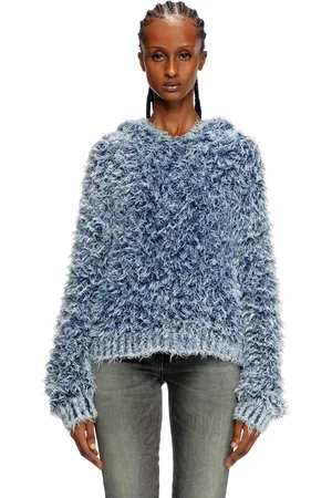 Diesel Textured-knit hoodie Knitwear Woman