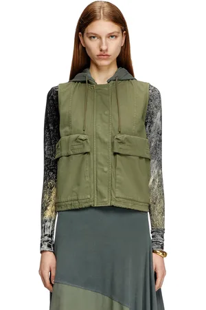 Diesel Hooded cargo vest in cotton twill Jackets Woman